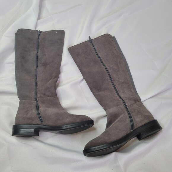 Natural Comfort by Steve Madden Gray Suede Zoe Riding Boot Stud Detail Size 7W - Picture 5 of 10